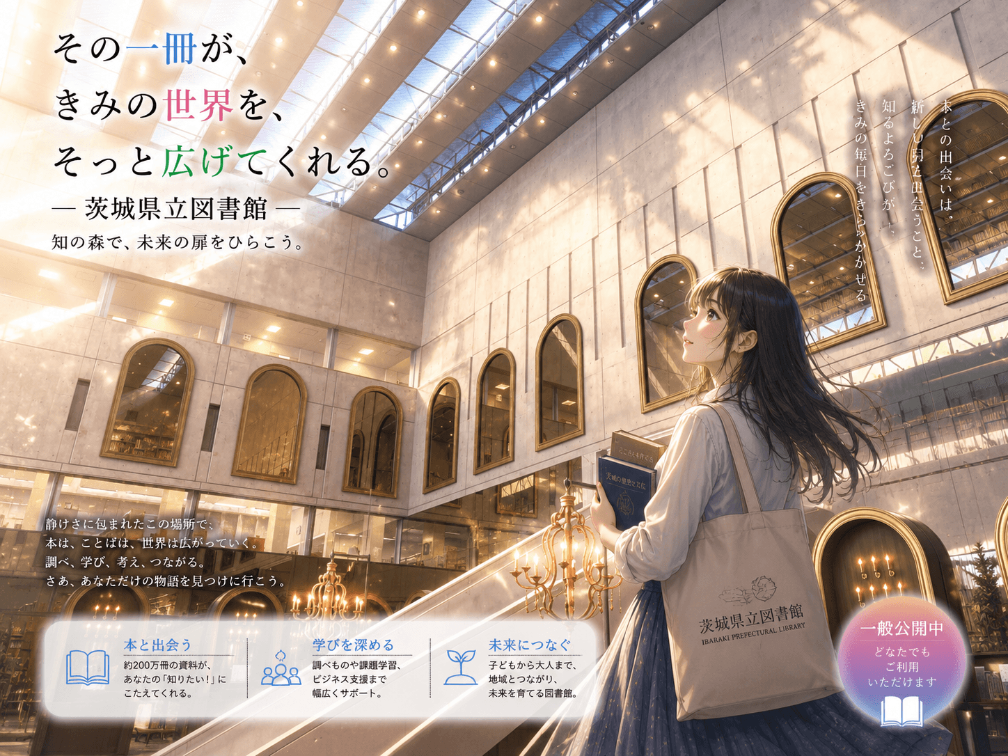 茨城県立図書館の外観イメージ(AIによるイラスト)