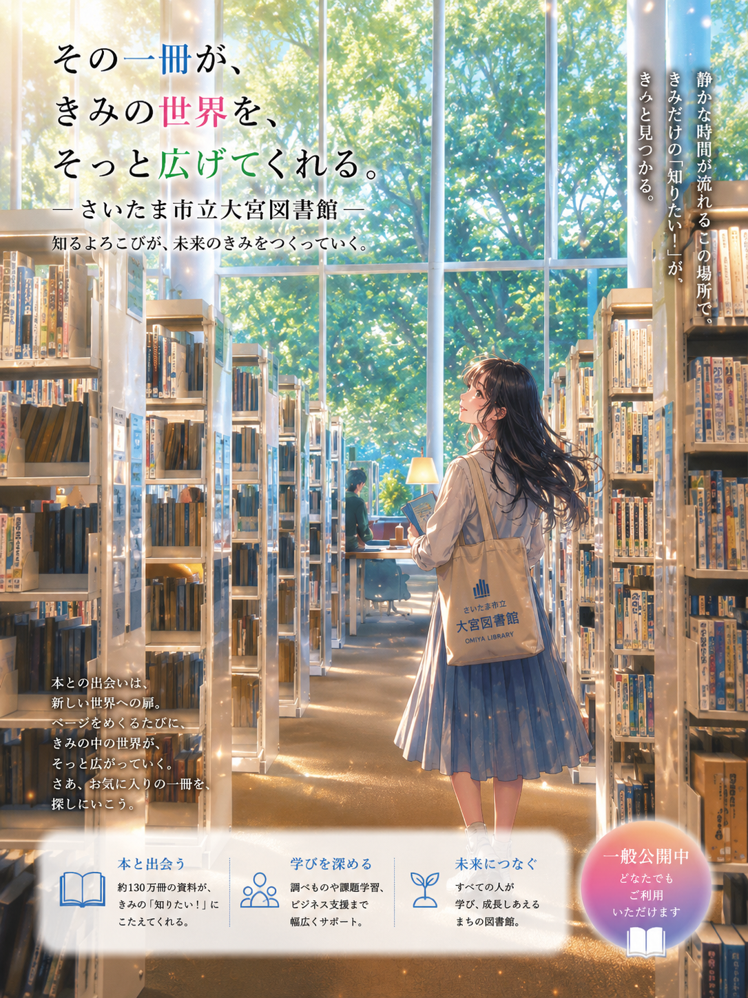さいたま市立大宮図書館の外観イメージ(AIによるイラスト)